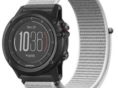 Curea ceas Smartwatch Garmin Fenix 7 / 6 / 5 Plus / 5, 22 mm iUni Soft Nylon Sport, White Gray